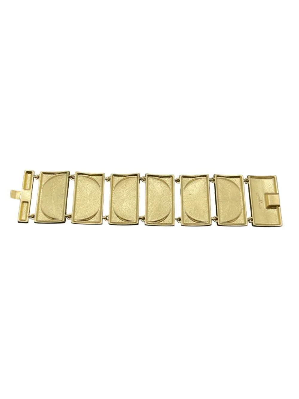 Jewelmint Gold-Tone Geometric Hinged Bracelet With Black & Cream Half-Moon Links